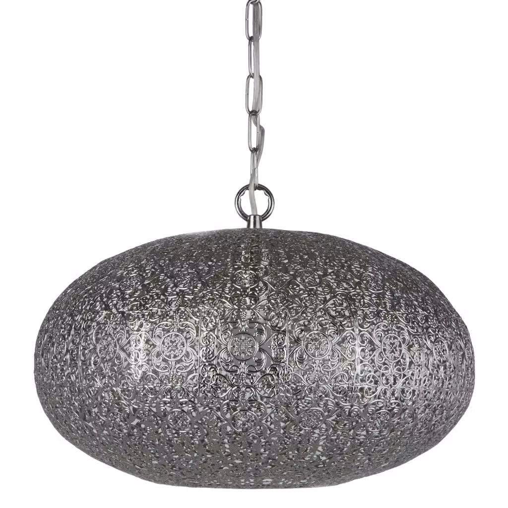 Lampada a sospensione moderna SEARCHLIGHT in metallo cromato con traforo e attacco E27 – 2