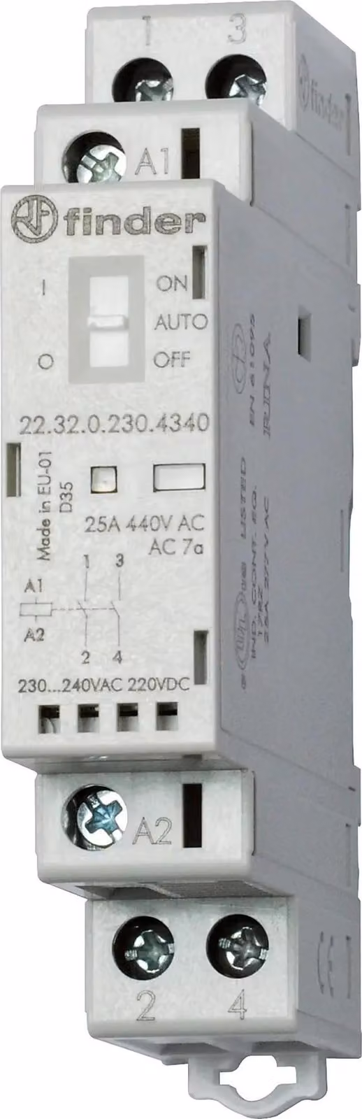 Finder Installationsschütz 22.32.0.230.4340, 25A, 2S, 230V AC/DC, 1 pz.
