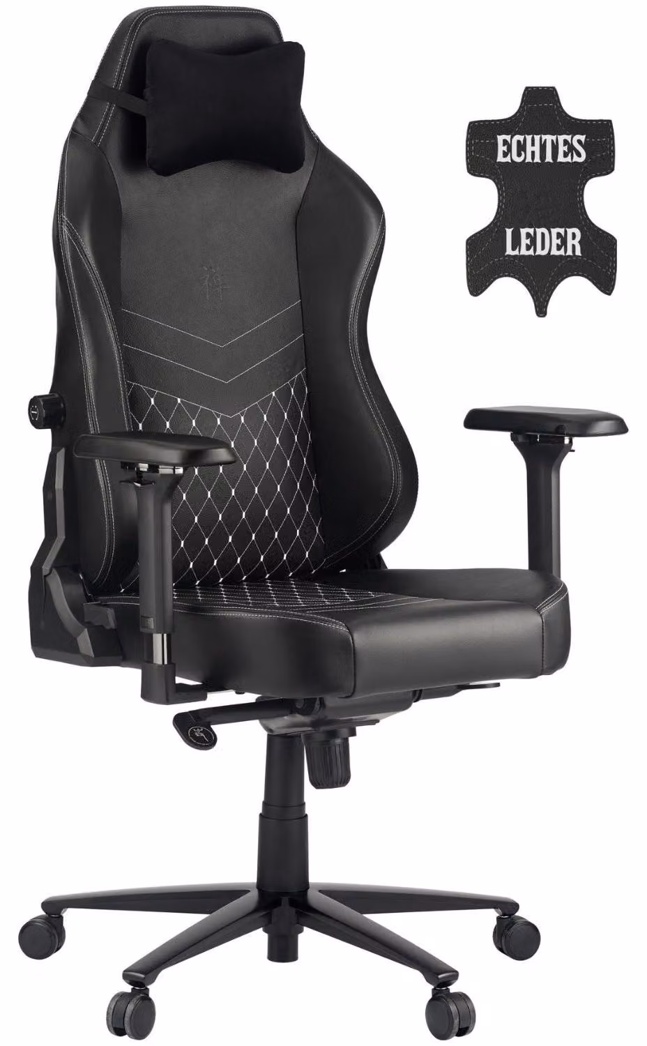 Sedia da gioco in vera pelle ZEN SAGA, fino a 130 kg, nera