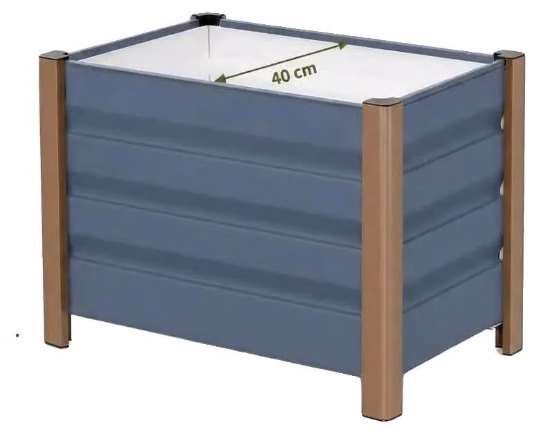 Vasca da giardino, realizzata in alluminio resistente, design sicuro, colore grigio, dimensioni 60x40x45 cm