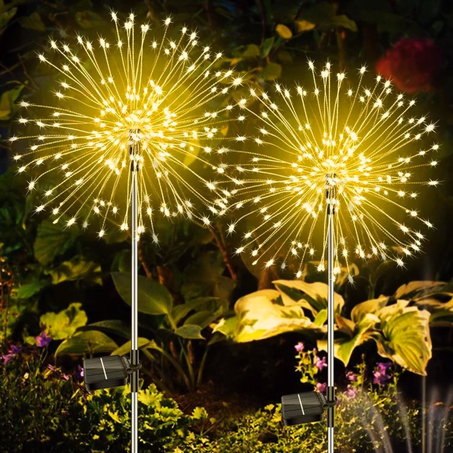 Set di 2 luci solari, con 150 LED, filo di rame, per l'esterno, ideale per il giardino