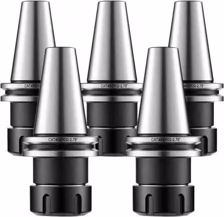 Set di Pinze Portautensili VEVOR CAT40 con 5 Mandrini ER32 per Fresatrice e Trapani a Colonna, Colore Argento, in Acciaio