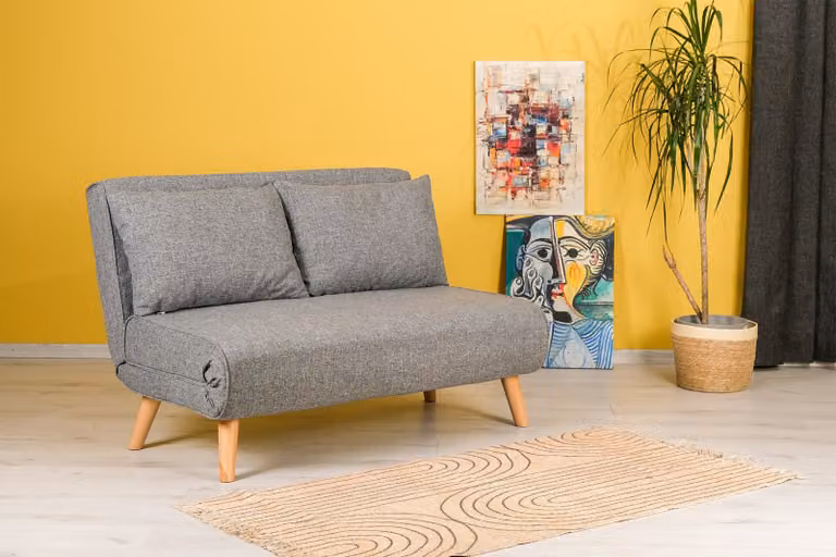 Hanah Home, Folde 2 posti - Grigio chiaro, Divani letto, Divano letto a 2 posti, Grigio chiaro, Poliestere, 120 x 79 x 80 x cm