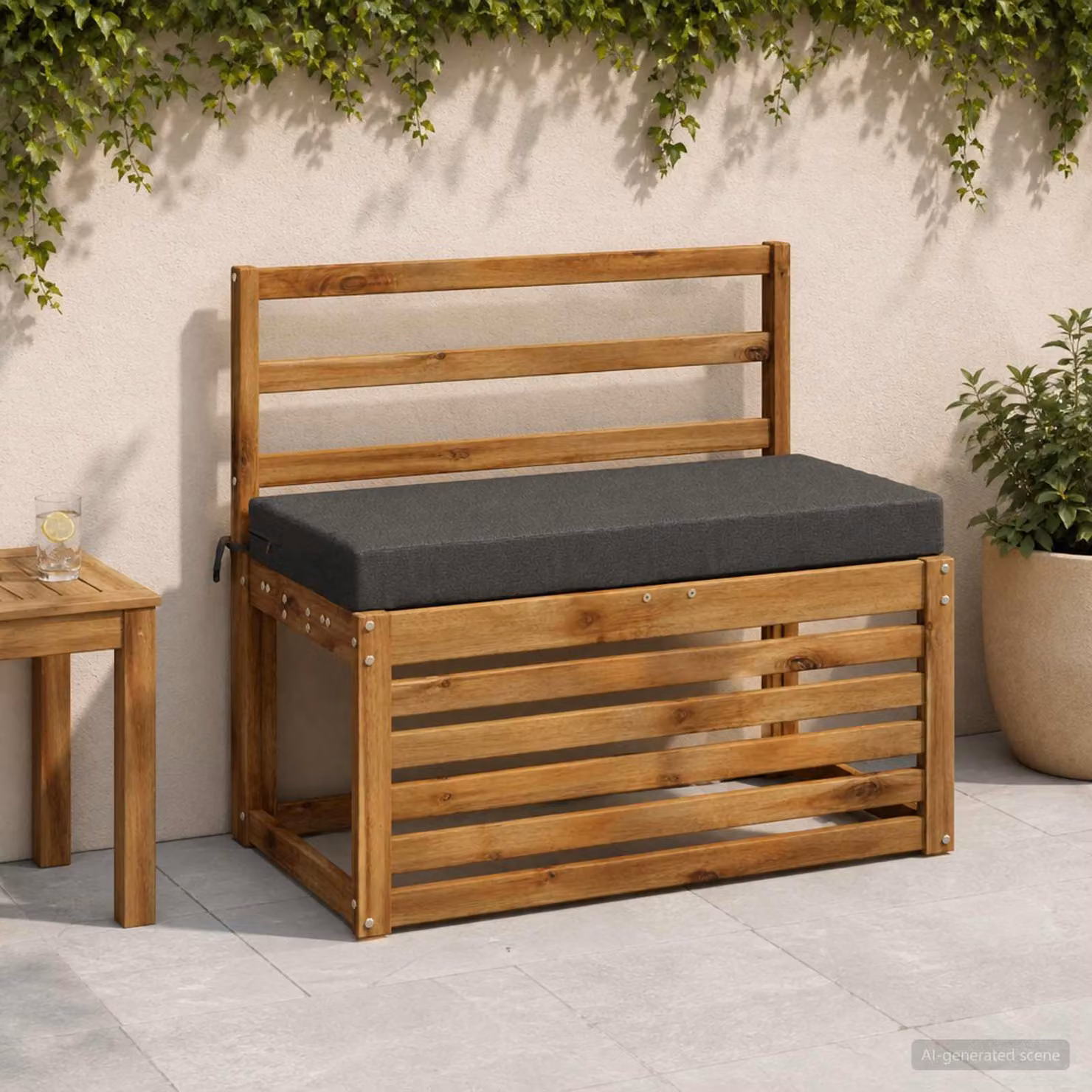 Set di 2 cuscini per panchina vidaXL SOEST in poliestere, colore grigio antracite, forma rettangolare con fodera rimovibile e resistente ai raggi UV
