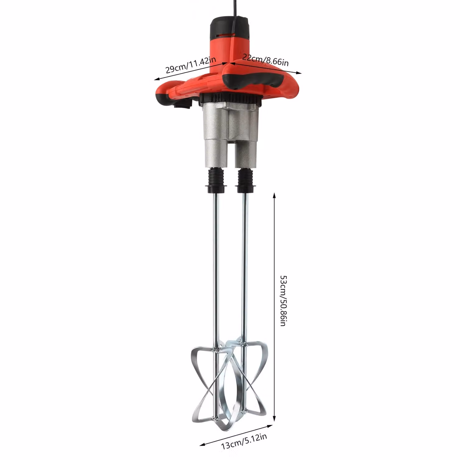 Betoniera elettrica manuale, potenza 1800W, 6 velocità impostabili, rossa, EU