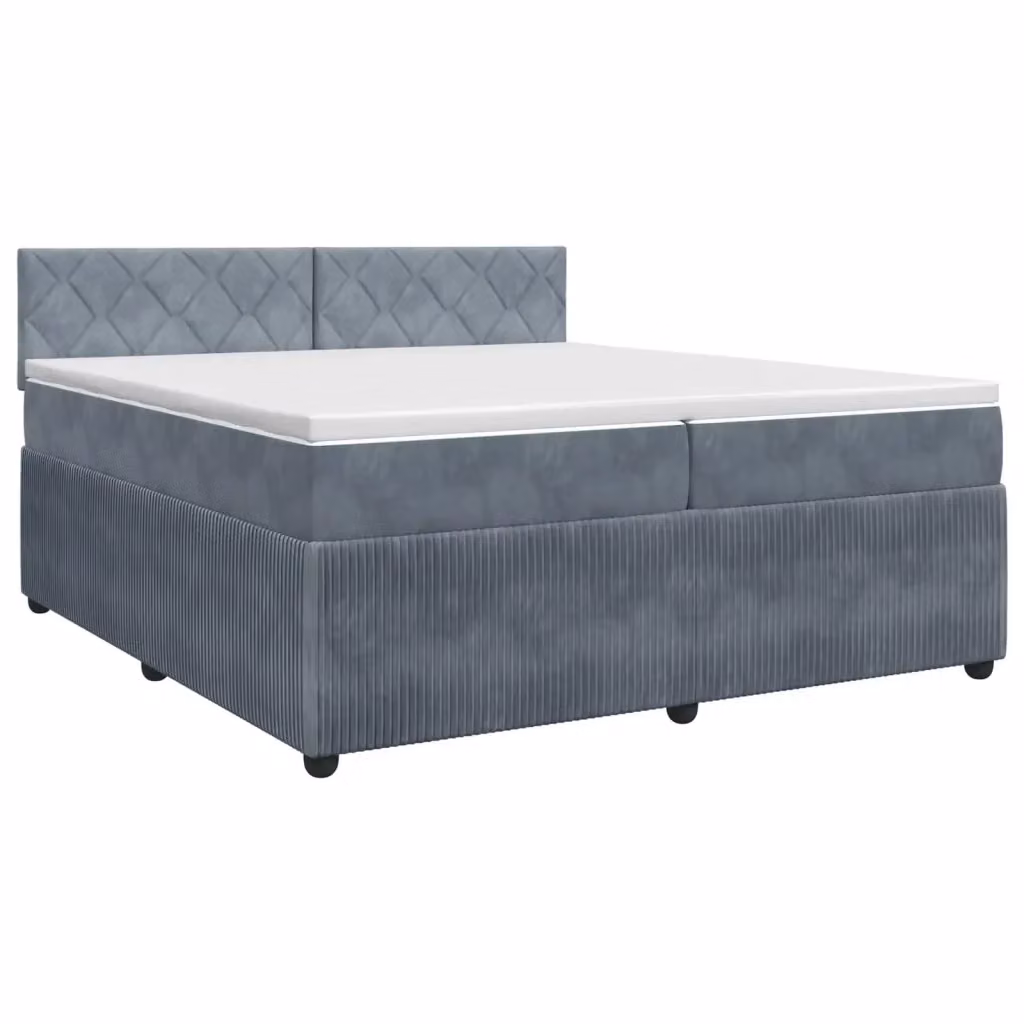 Letto box spring con materasso ibrido vidaXL in tessuto grigio e bianco L: 200 cm, P: 200 cm – 2