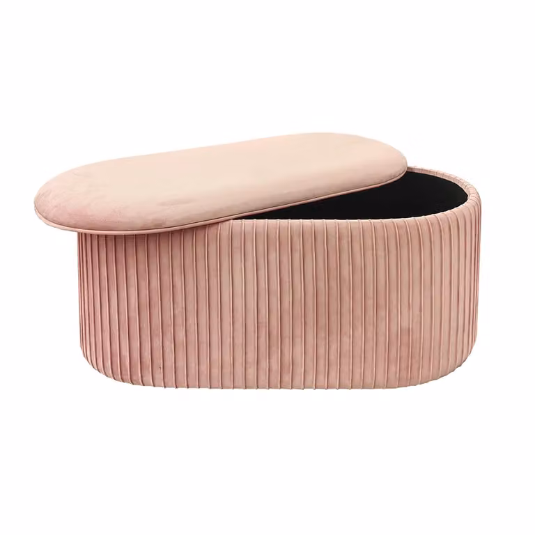 Vestiamo Casa - Pouf Contenitore in Velluto Rosa, H 40 x L 80 x P 40 cm