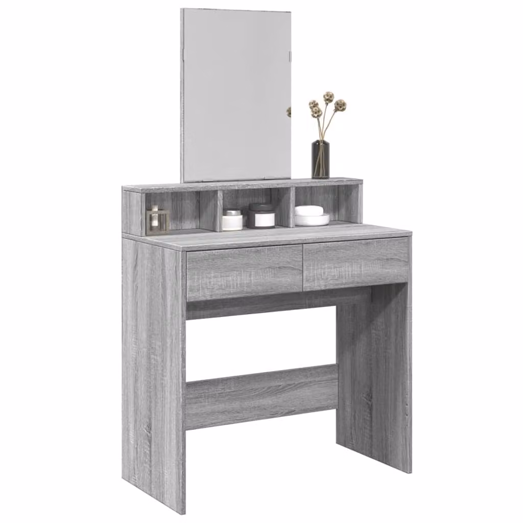 vidaXL Toeletta con Specchio Grigio Sonoma L: 80 cm, P: 41 cm, H: 144,5 cm