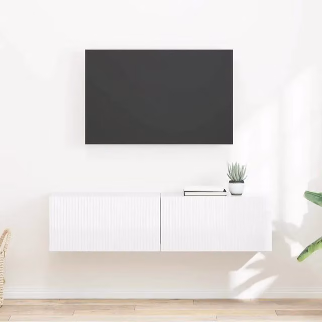 Set di 2 mobili TV da parete vidaXL in bianco lucido, L 60 x P 31 x H 29.5 cm