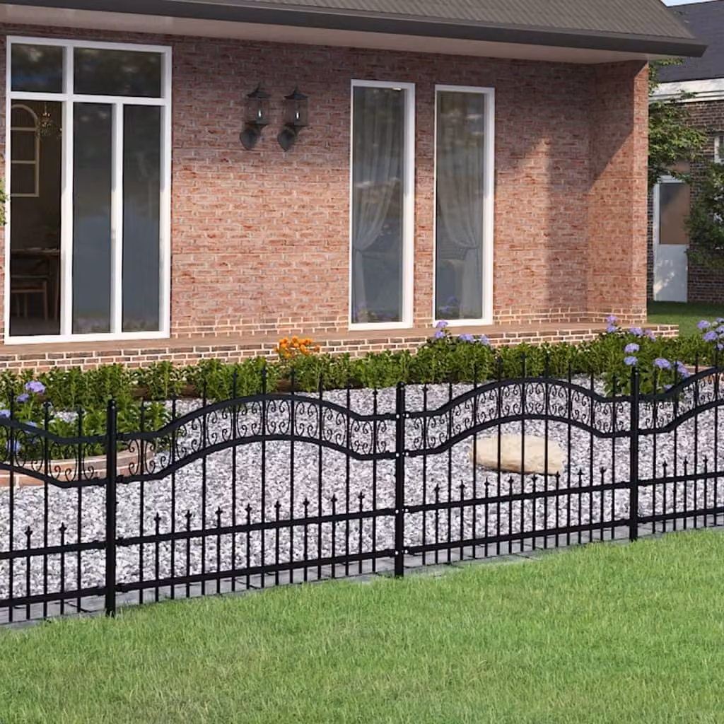 Maison Exclusive - Recinzione da giardino con punta a lancia nera 240x75 cm in acciaio verniciato a polvere
