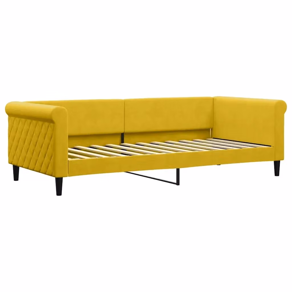 Letto da giorno moderno vidaXL in velluto giallo con struttura in metallo e legno – 2