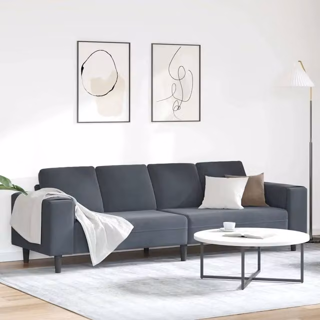 Divano moderno per soggiorno vidaXL in tessuto grigio con cuscini inclusi L: 250 cm, P: 77 cm, H: 76 cm