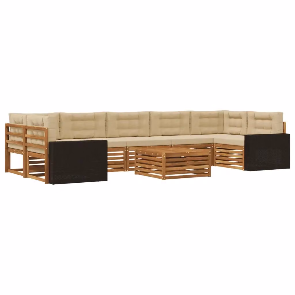 Set di divani da esterno moderno vidaXL in legno di acacia con cuscini beige, 8 pezzi – 2