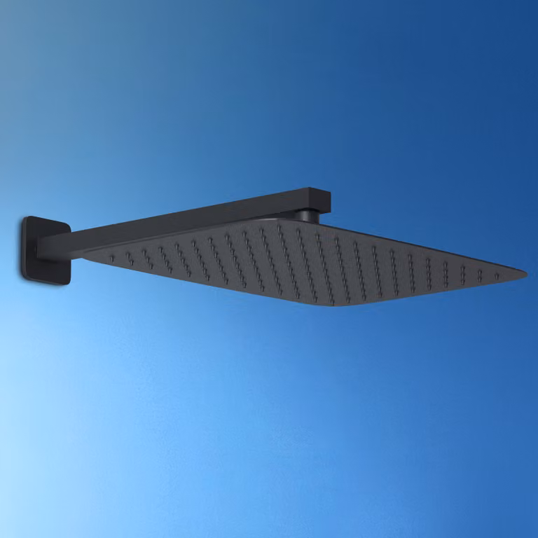 JOHO Soffione Doccia a Pioggia Braccio Doccia Parete Soffione con Braccio Doccia in Acciaio Inox Docce Fisse Getti Quadrato 35x25cm Braccio 37 cm Nero