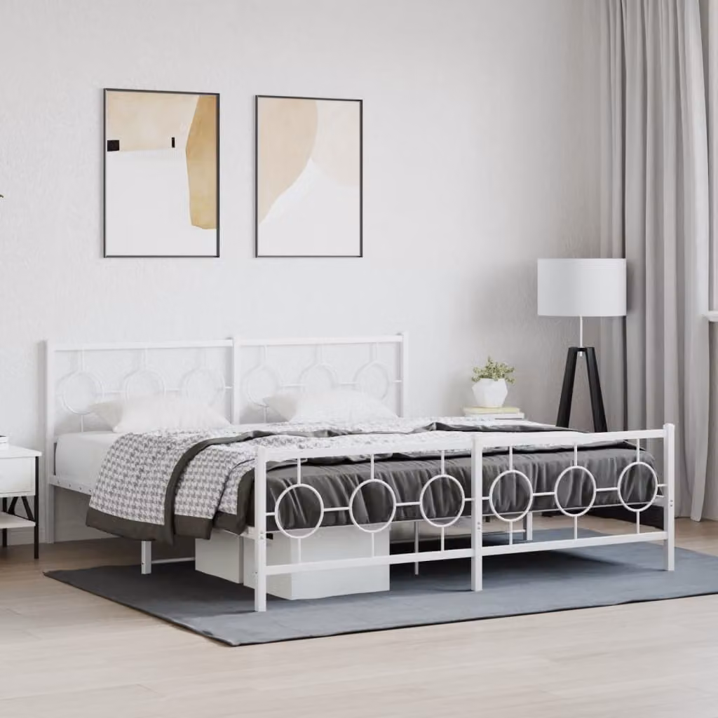 vidaXL Giroletto con Testiera e Pediera in Metallo Bianco 180x200 cm