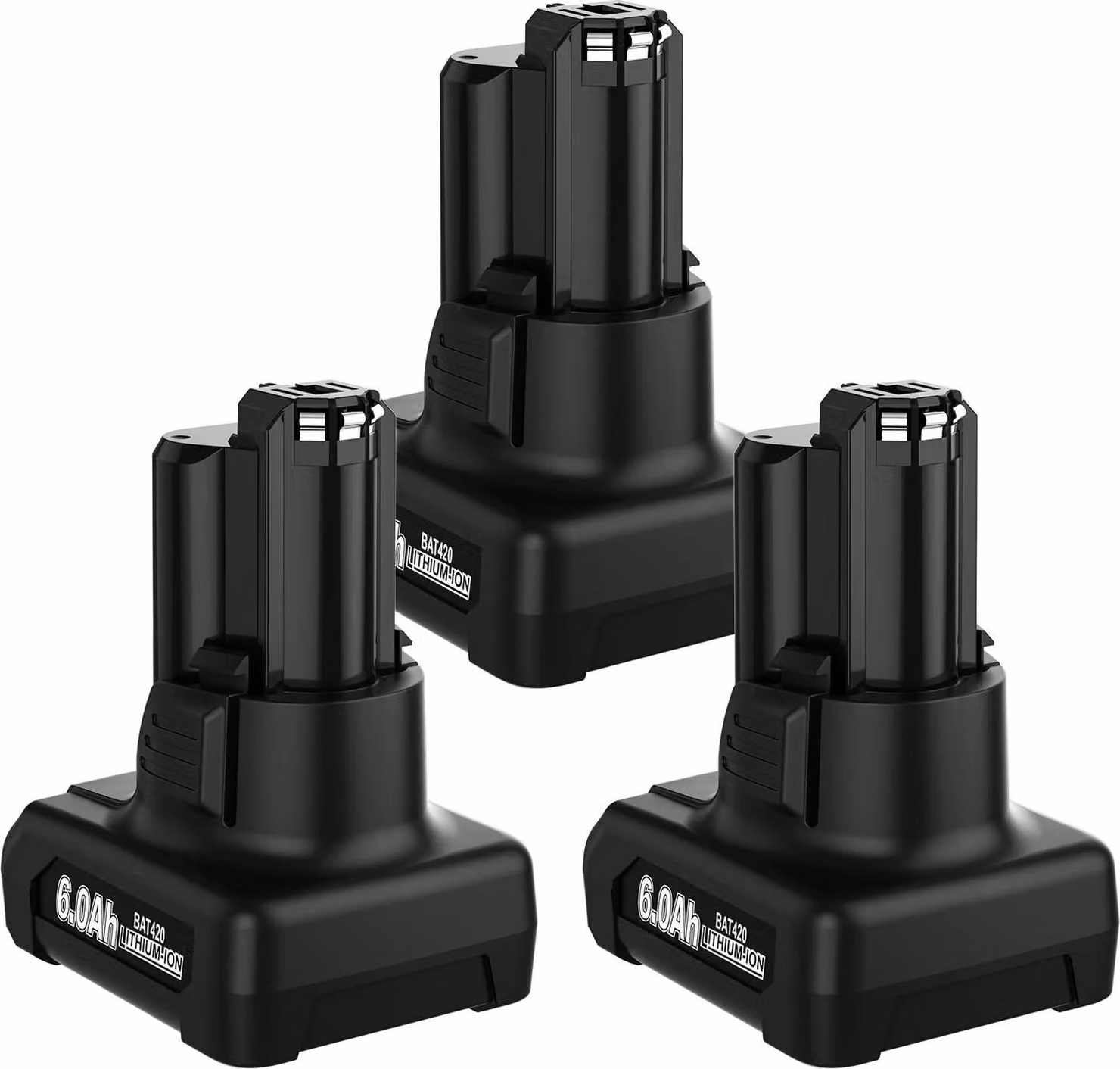 BAT420/BAT411 - Batteria agli ioni di litio da 12 V - 6000 mAh - Confezione da 3 pezzi - compatibile con BAT412 BAT413 BAT414 2607336013 2607336014 GSB GSR GSA 10,8V/12V - Nero