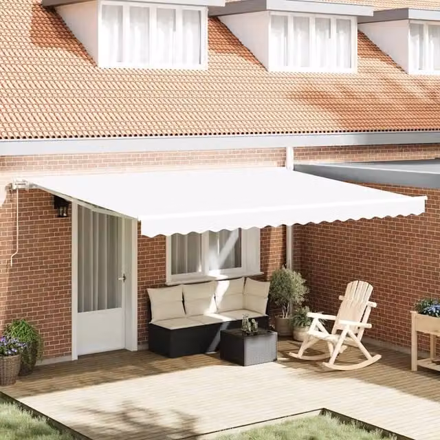 Tenda retrattile Bianco 450 × 350 cm Tessuto e Alluminio 3331139
