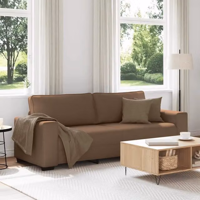 Divano a 3 Posti Marrone 220x77x82 cm in Tessuto 4105180