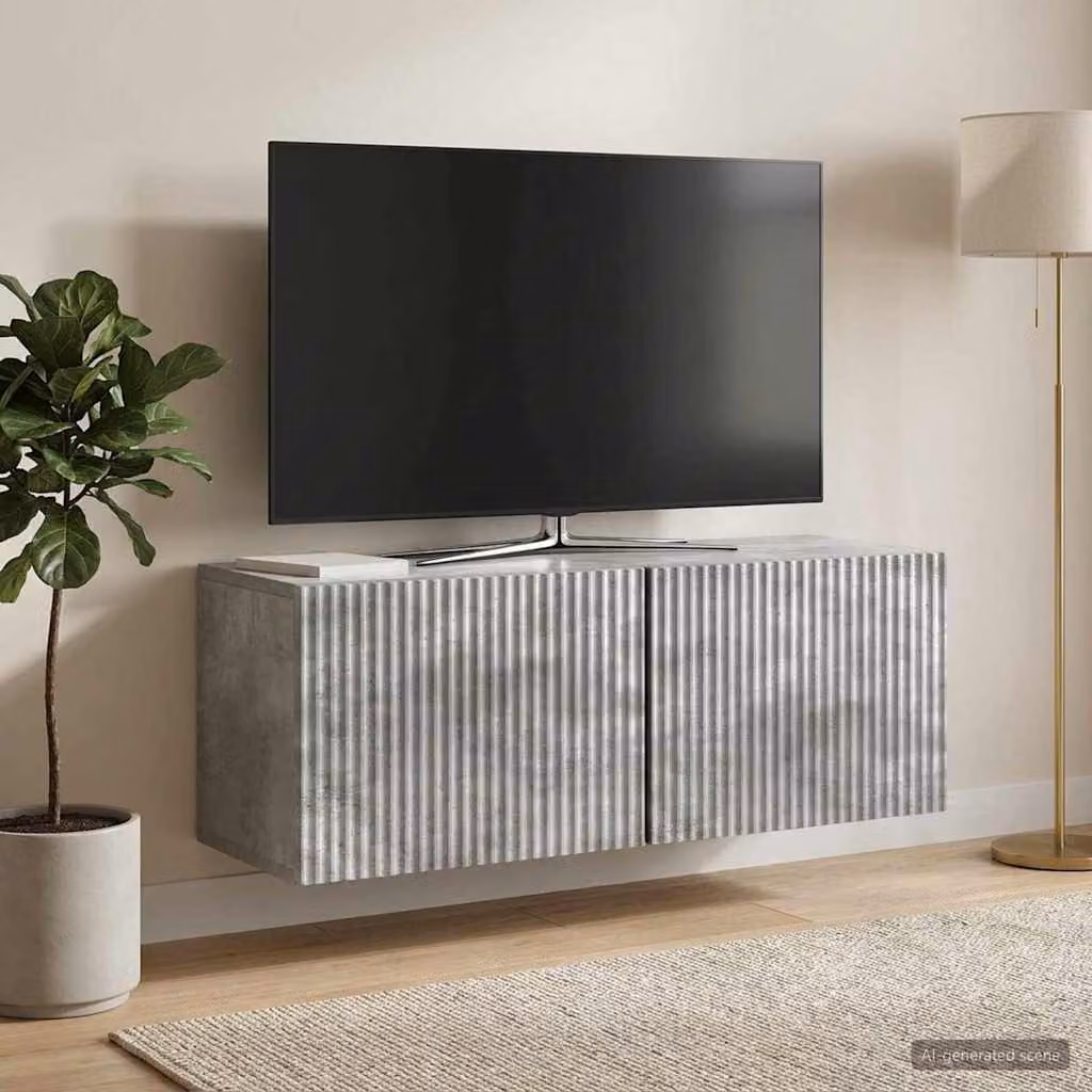 vidaXL Mobile Porta TV da Muro Moderno in MDF Grigio, L 78,5 cm x P 31 cm x H 30 cm