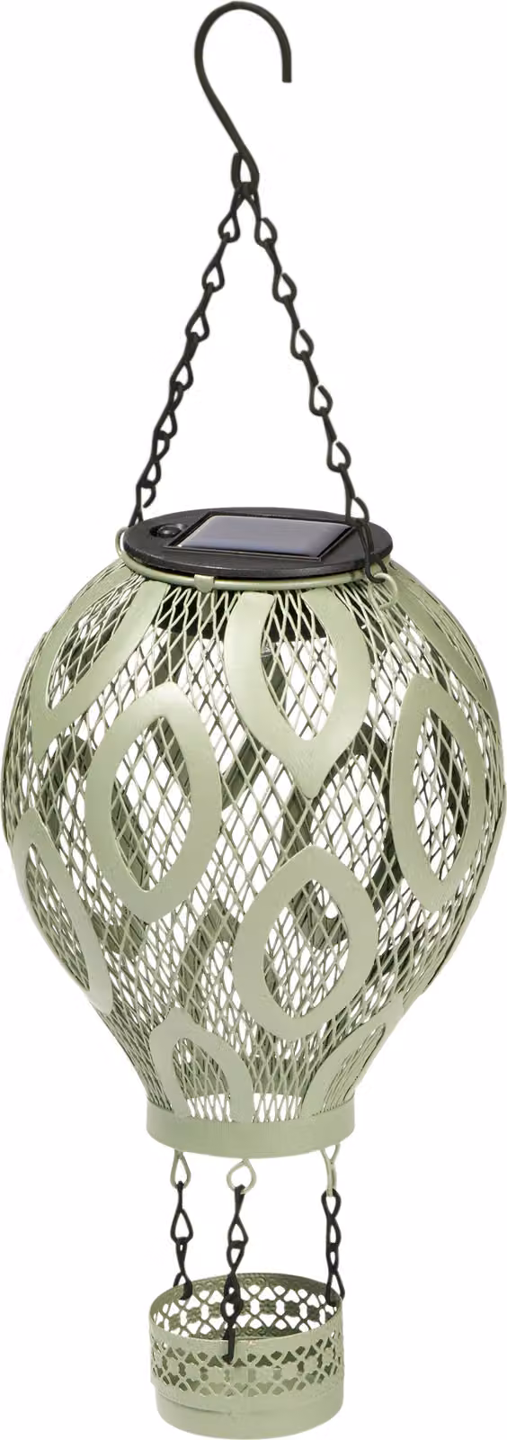 Lampada decorativa a LED a forma di mongolfiera in metallo con energia solare, lanterna a LED, gioco di ombre in stile orientale, verde