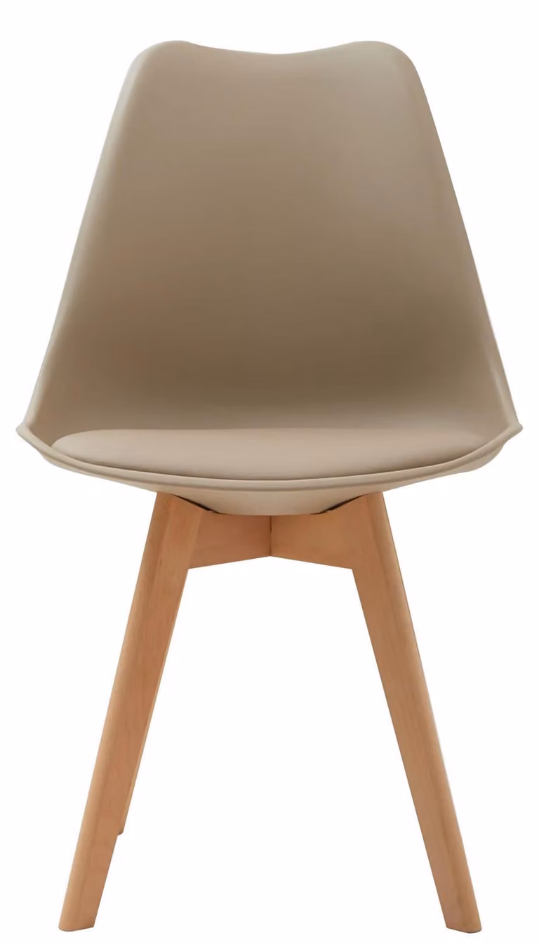 Sedie da pranzo scandinave - Set da 4 - Seduta imbottita in ecopelle di poliuretano - Design moderno - Dimensioni 82x55x48 cm - Beige
