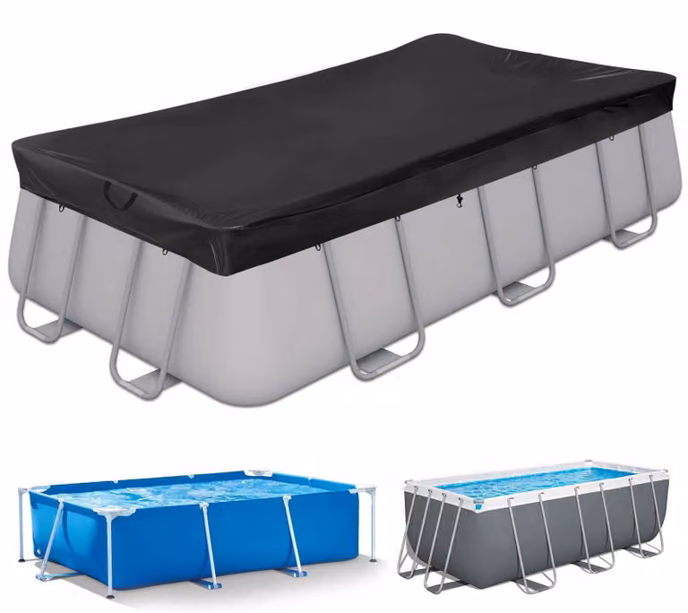 Copertura rettangolare per piscina, in tessuto 420D, con corda di serraggio