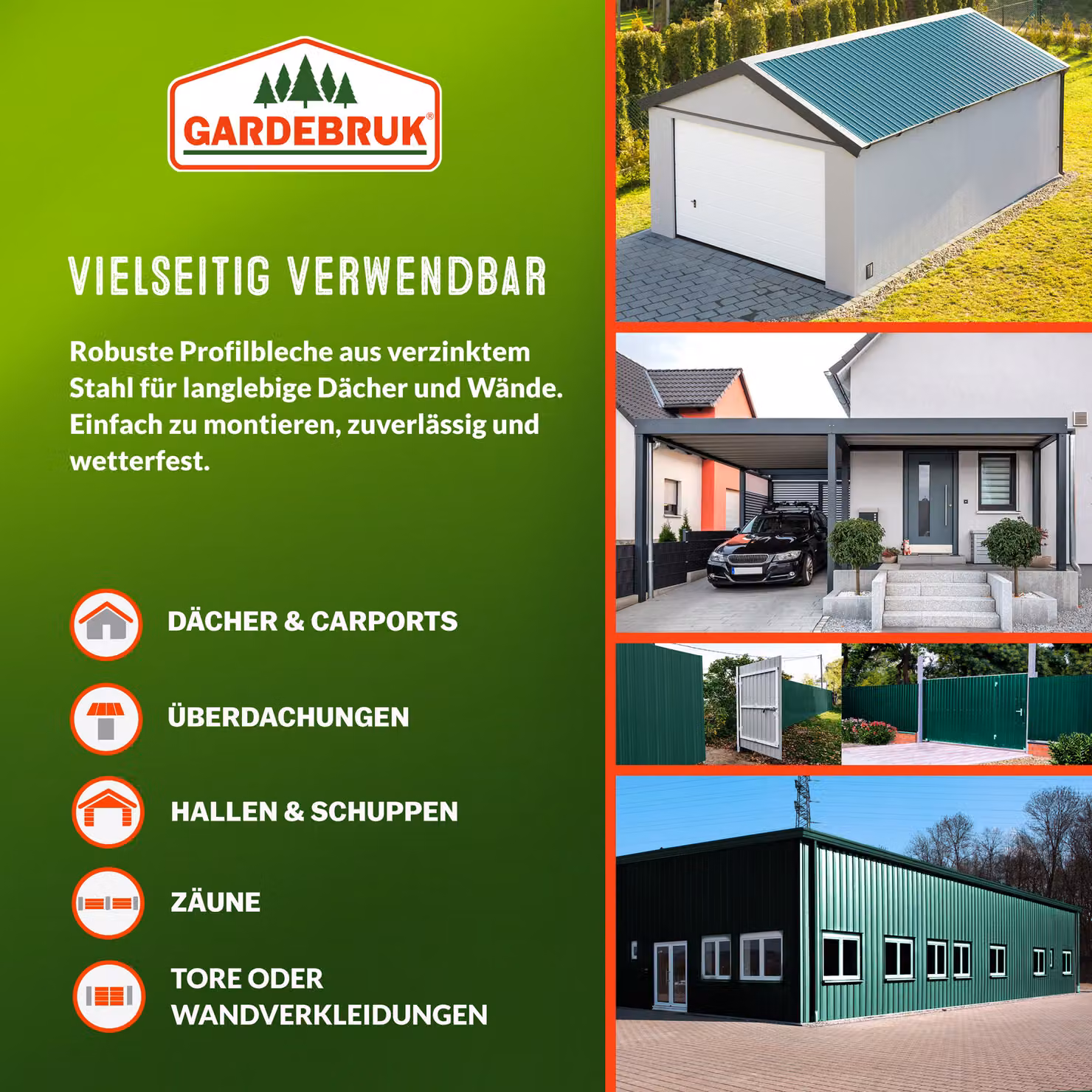 Set di 24 lamiere trapezoidali GARDEBRUK in acciaio zincato verdi, L: 129 cm, P: 46 cm, copertura 14 m² – 2
