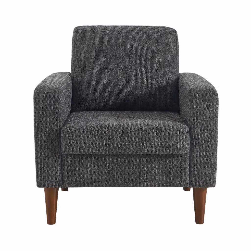 Poltrona lounge Sweeek in legno e tessuto grigio con braccioli in stile scandinavo – 2