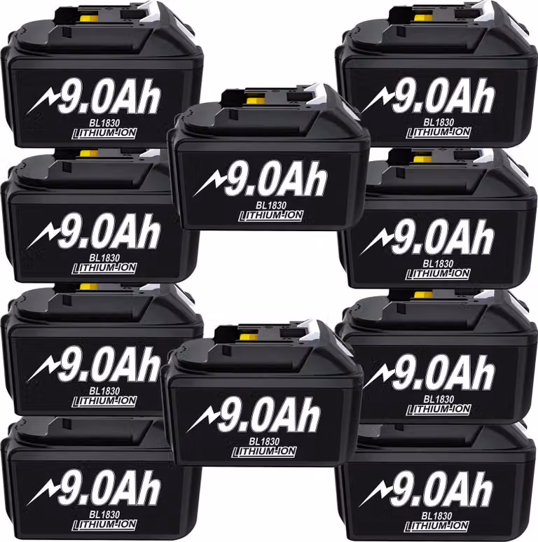 Compatibile con Makita, batteria di ricambio per elettroutensili, 18V grigio, confezione da 10, adatta a BL1830/BL1860/BL1890