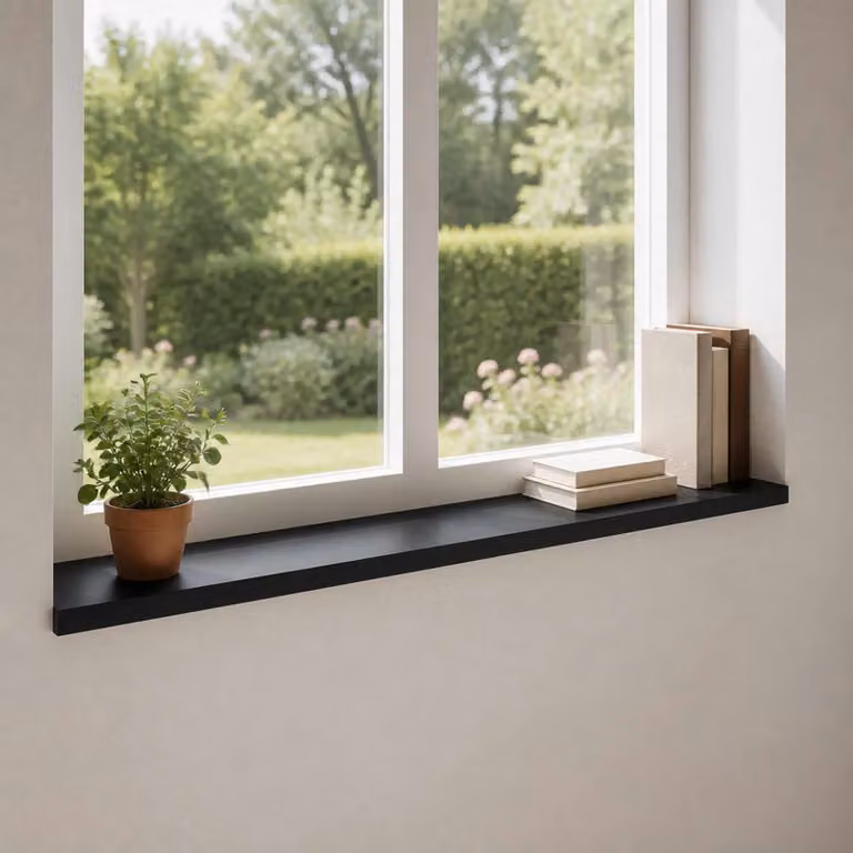 Set di 2 soglie per finestre vidaXL in faggio, colore nero, L 140 x P 40 x H 2 cm