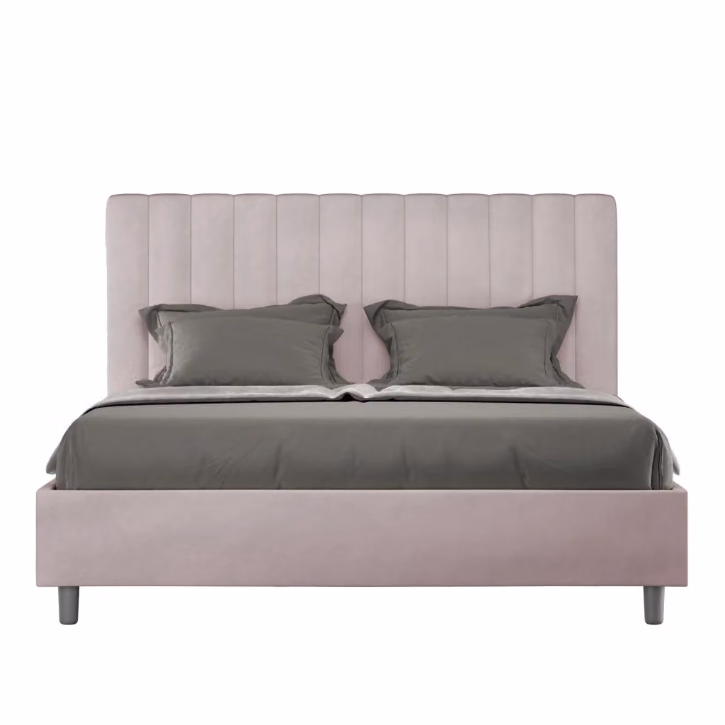 Letto matrimoniale king size Agueda ityhome con rete imbottita in microfibra colore glicine L/P: 170 x 210 cm – 2