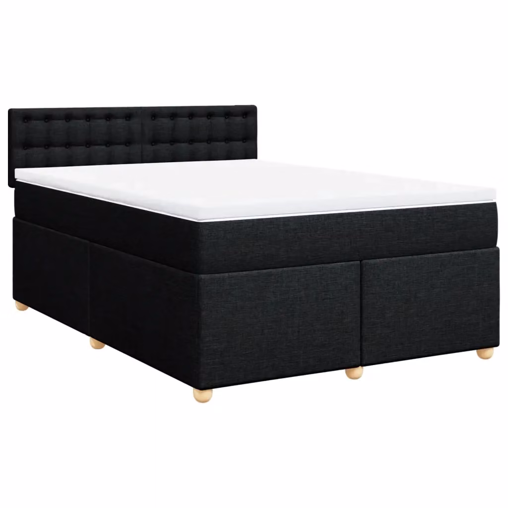 Letto Ibrido vidaXL con Giroletto a Molle e Materasso in Tessuto Nero e Bianco L/P/H: 200 x 140 x 76,5 cm – 2