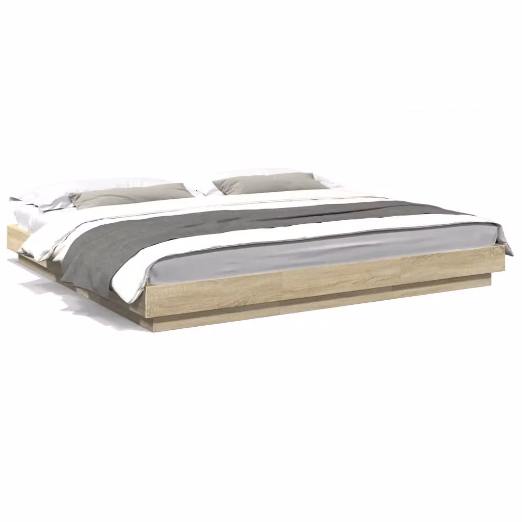 Letto con cassetti e luci LED vidaXL in legno rovere, L/P: 200 x 200 cm – 2