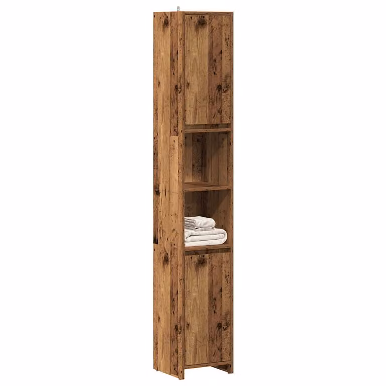 Mobile da bagno vidaXL in legno antico marrone con ante a cerniera e ripiani interni, L/P/H: 30 x 30 x 183,5 cm