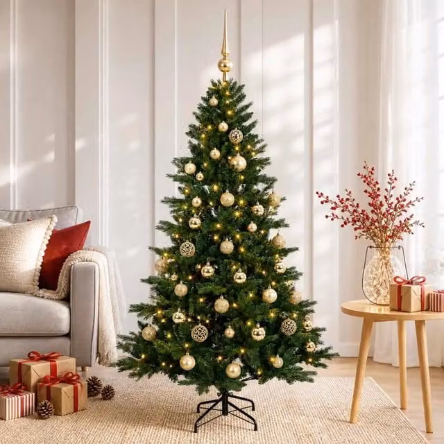 Albero di Natale artificiale con palline 150 cm 150 LED 3465672