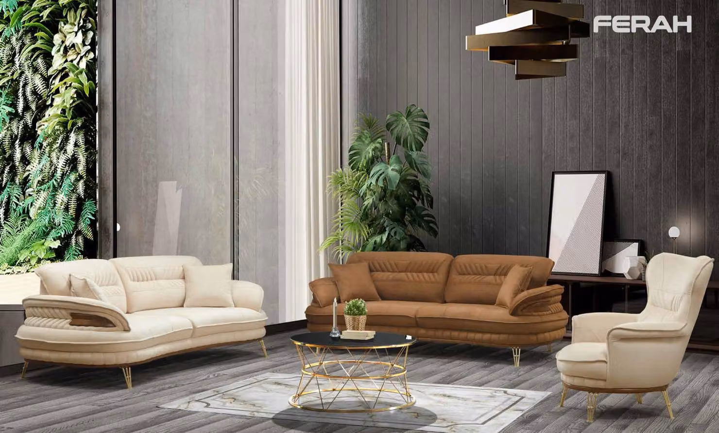 Luxus Sofagarnitur 3+3+1 Sitzer Dreisitzer Sofa Sofas Sessel Design Klassisches