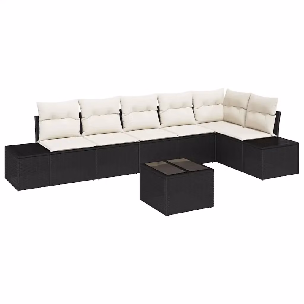 Set Divano da Giardino a L con Tavolino vidaXL in Polyrattan Marrone e Beige con Cuscini – 2