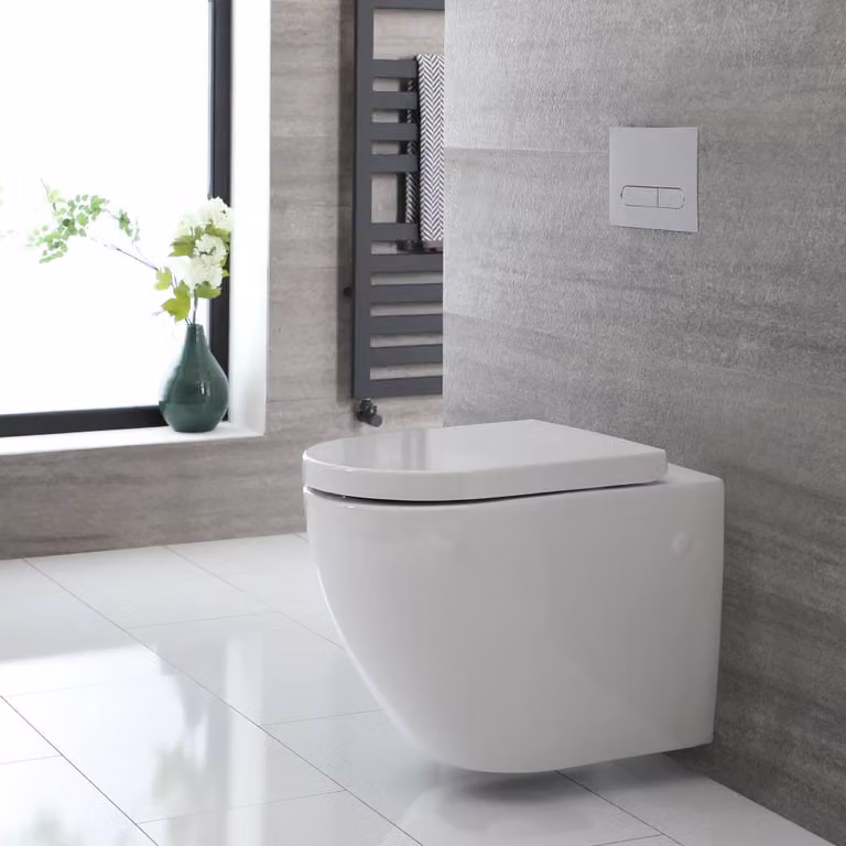 Sanitario Bagno WC Sospeso Ovale con Copriwater 385x 365mm - Ashbury