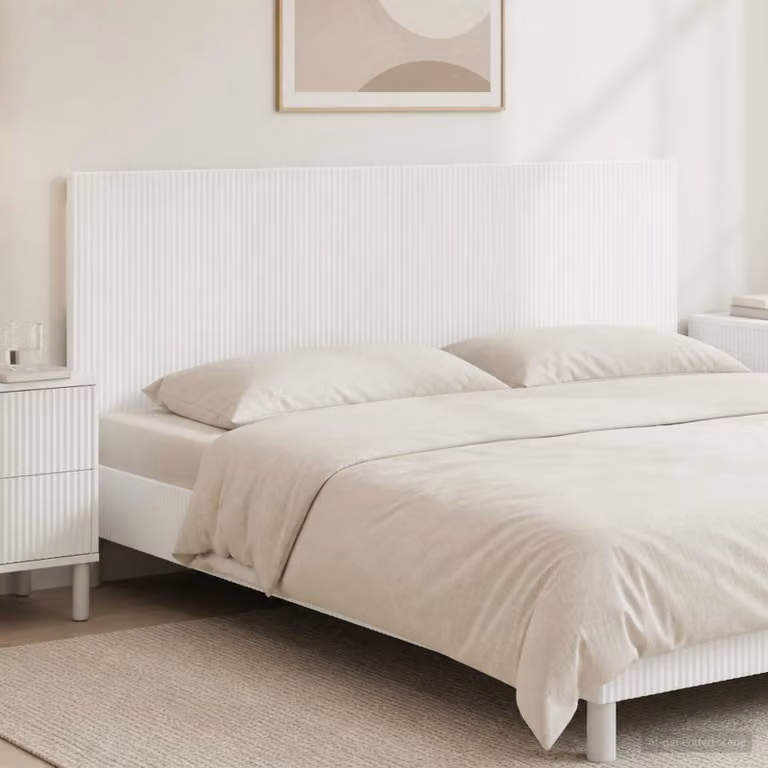 Testiera da muro vidaXL ARNHEM in legno ingegnerizzato bianco con ripiano integrato e scomparti laterali