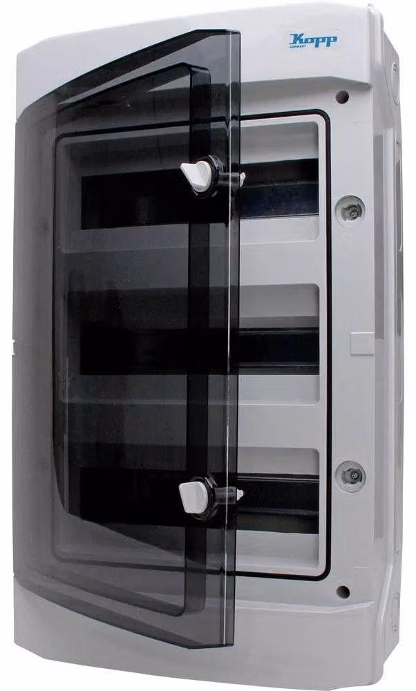 Armadio di distribuzione a parete con porta, 3 file, per 36 poli, 1 unità, grigio/nero