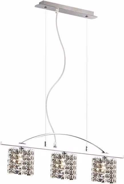 Lampada a sospensione Claut in metallo argento e trasparente con design moderno