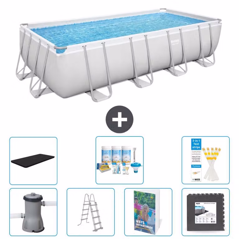 Bestway Power Steel, piscina rettangolare - 488x244x122 cm - composta da 6 parti, modello S581