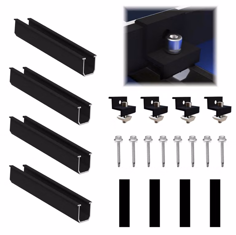 Supporto per pannello solare, per 1 modulo, kit di montaggio, 12 cm, adatto a moduli di spessore compreso tra 30 e 35 mm