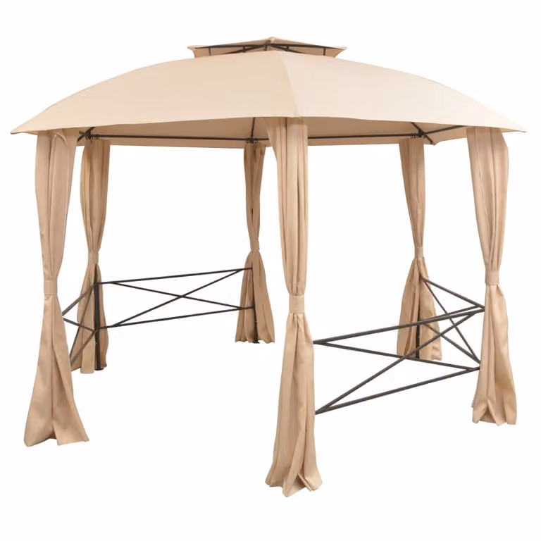 Gazebo Padiglione da Giardino con Tende Esagonale 360x265 cm