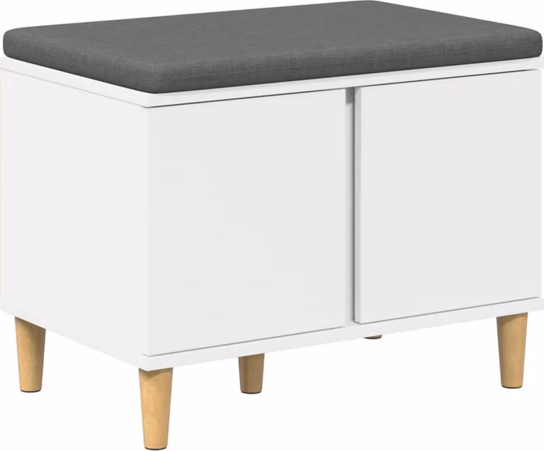 Panca per ingresso con cuscino con porta Bianco 60 x 38 x 46 cm