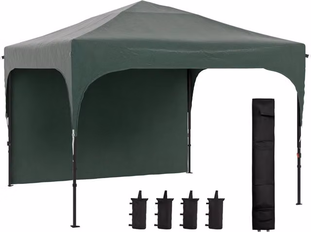 Gazebo da giardino XYLO verde con parete laterale impermeabile e sacchetti zavorra L: 300 cm