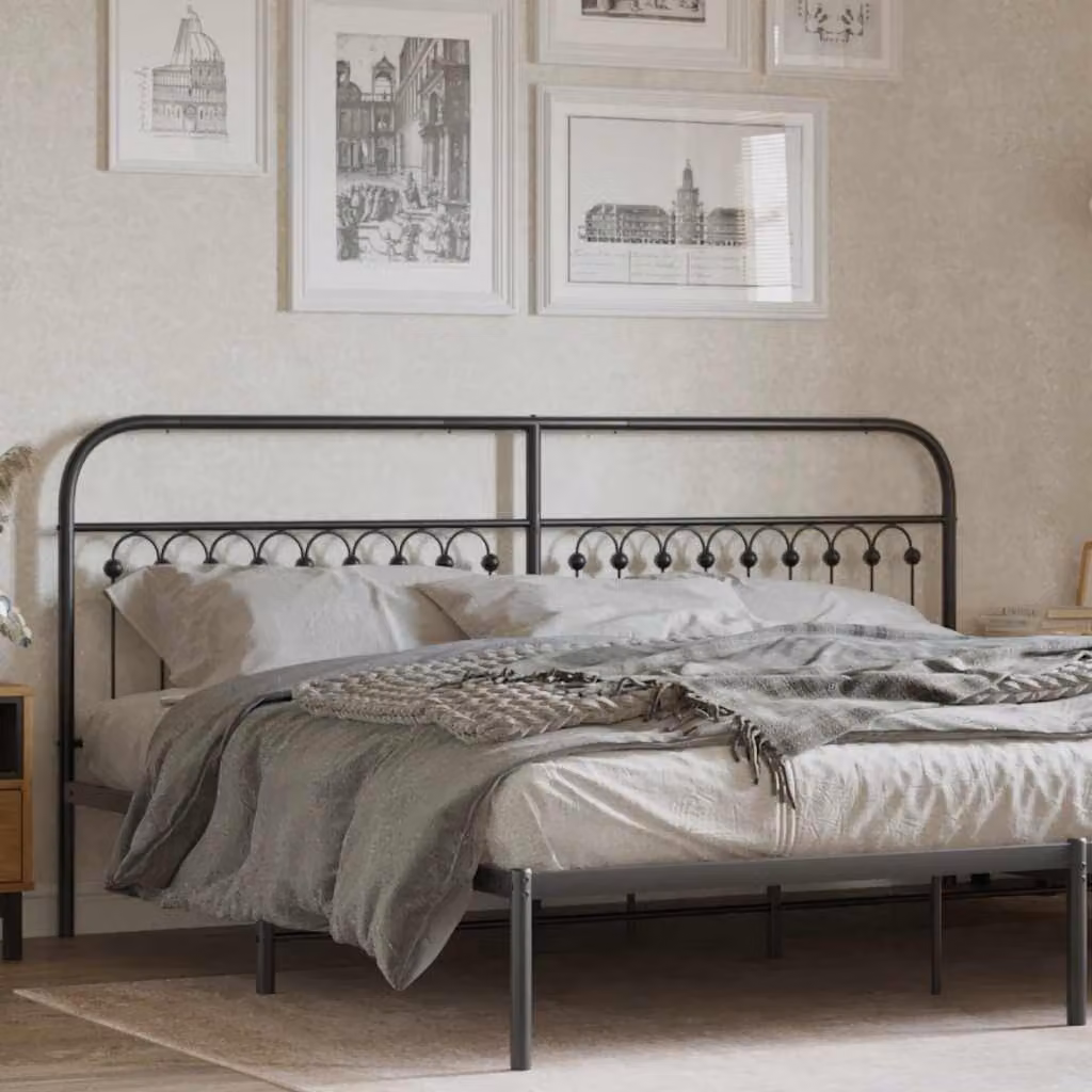 Testiera di ricambio in metallo nero vidaXL per letto 200x200 cm