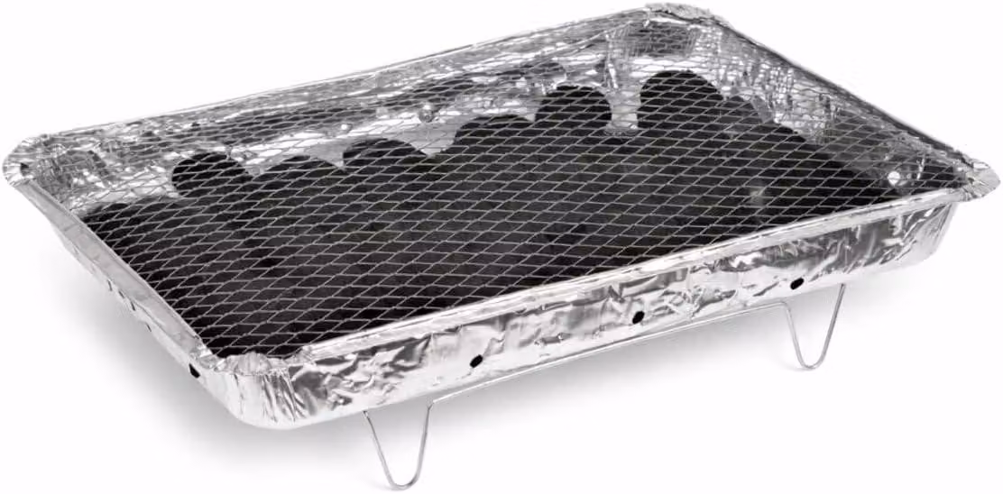 Griglia per barbecue a carbone monouso, dimensioni XXL, 48 x 31 cm, inclusi i carboncini, ideale per campeggio e picnic