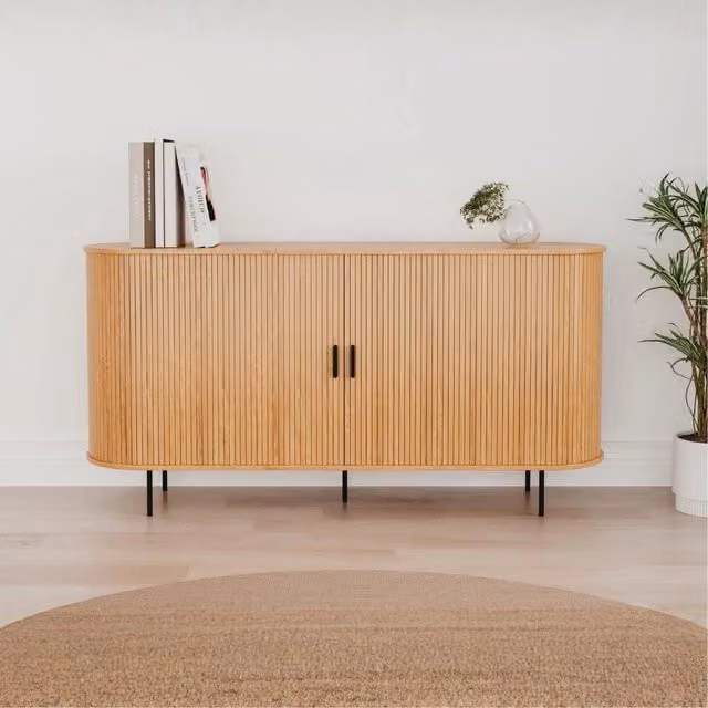Madia Kajsa51B con ante scorrevoli listellate colore rovere oak 160x40x80H
