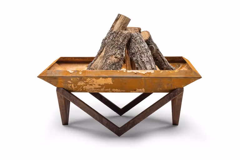FAVILLA Pozzetto in acciaio Corten (77×77 cm) - Focolare da esterno resistente alle intemperie e al calore - per giardino e terrazza